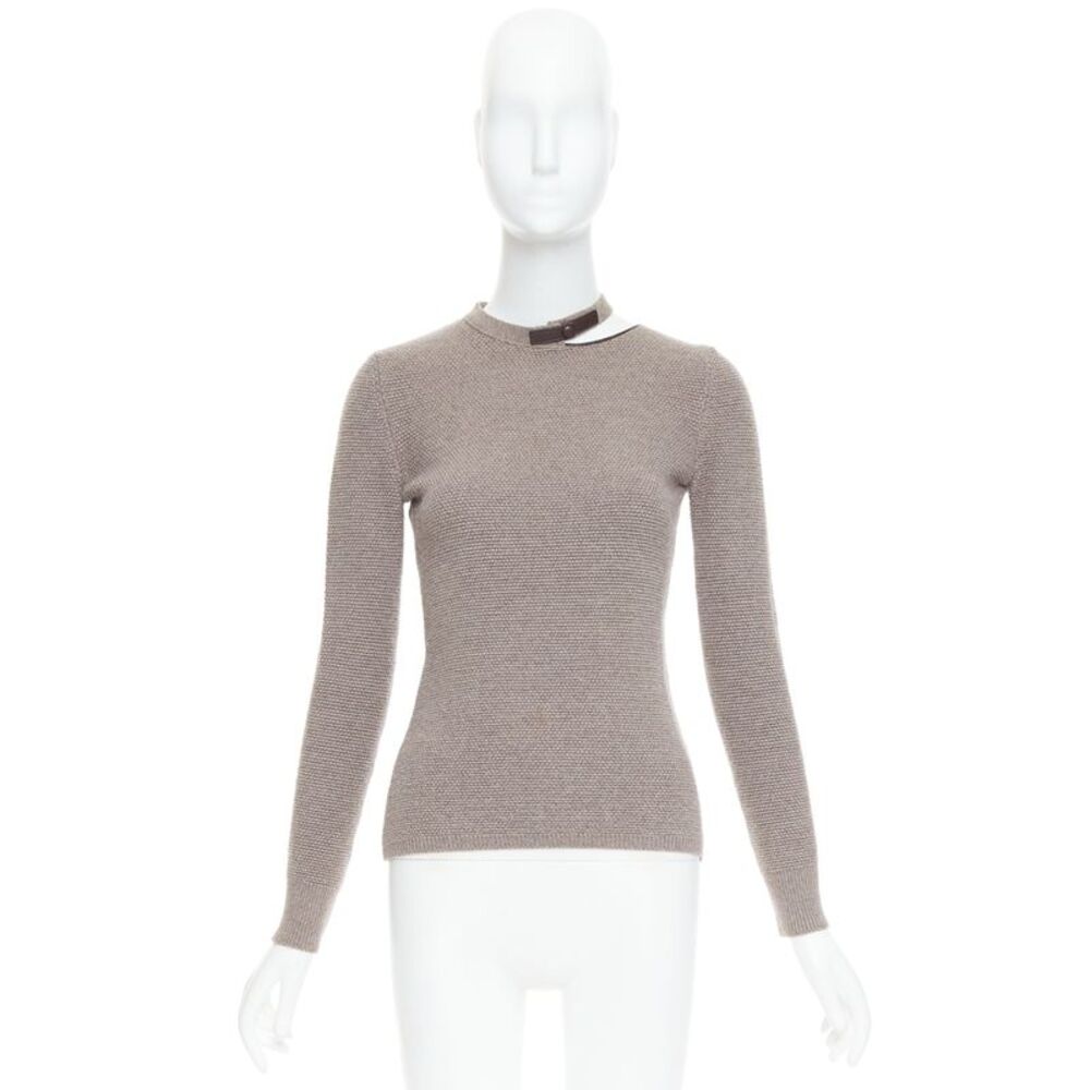 Tom Ford Taupe Wool Leather Sweater - Picture 9 of 9